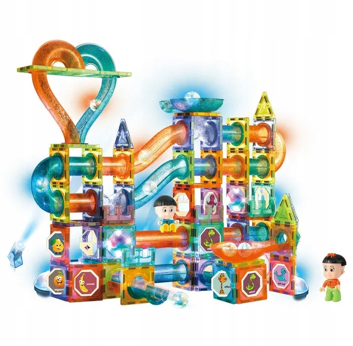 MAGNETYCZNE KLOCKI KONSTRUKCYJNE ŚWIECĄCE TOR KULKOWY KULODROM DUŻE 202 EL