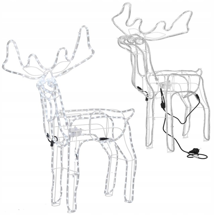 Ozdoba świąteczne RENIFER ŚWIECĄCY Z RUCHOMĄ GŁOWĄ BIAŁY Zimny ZEWNĘTRZNY