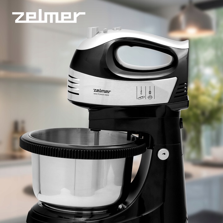 MIKSER RĘCZNY ZELMER LEKKI ROBOT KUCHENNY 4 KOŃCÓWKI Z MISĄ 2,5L TURBO 700W