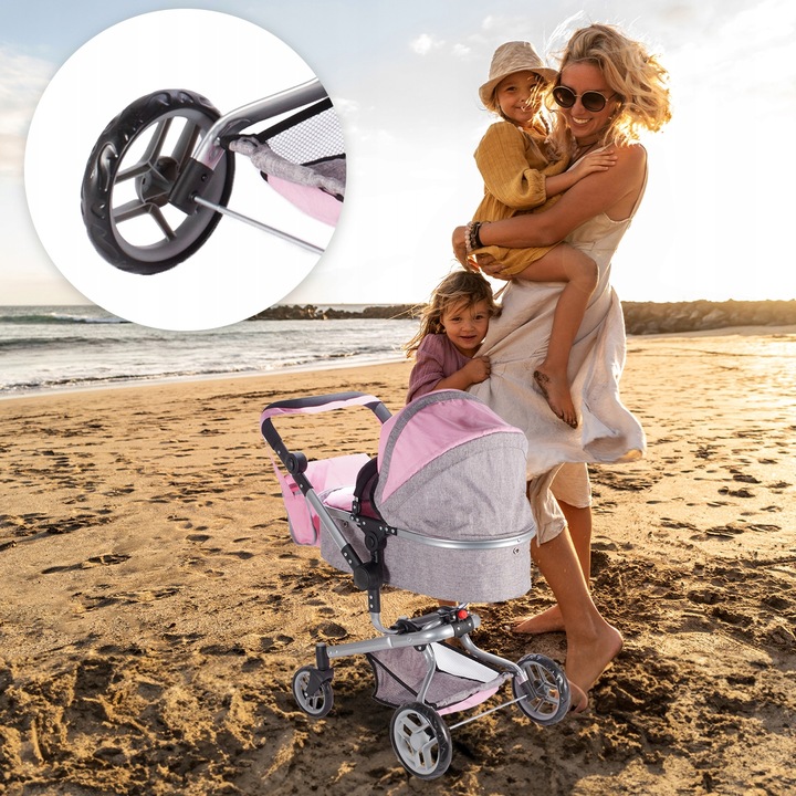 WÓZEK DLA LALEK GŁĘBOKI SPACERÓWKA TORBA GONDOLA SKŁADANY REGULACJA RĄCZKI