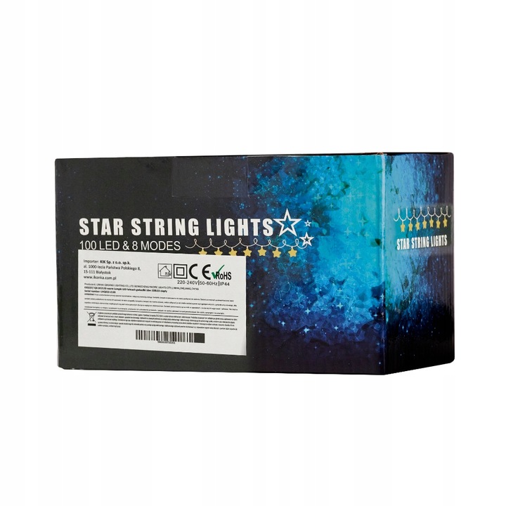 LAMPKI LED ŁAŃCUCH GWIAZDKI ŚWIĄTECZNE CHOINKOWE WESELE 10m 100LED
