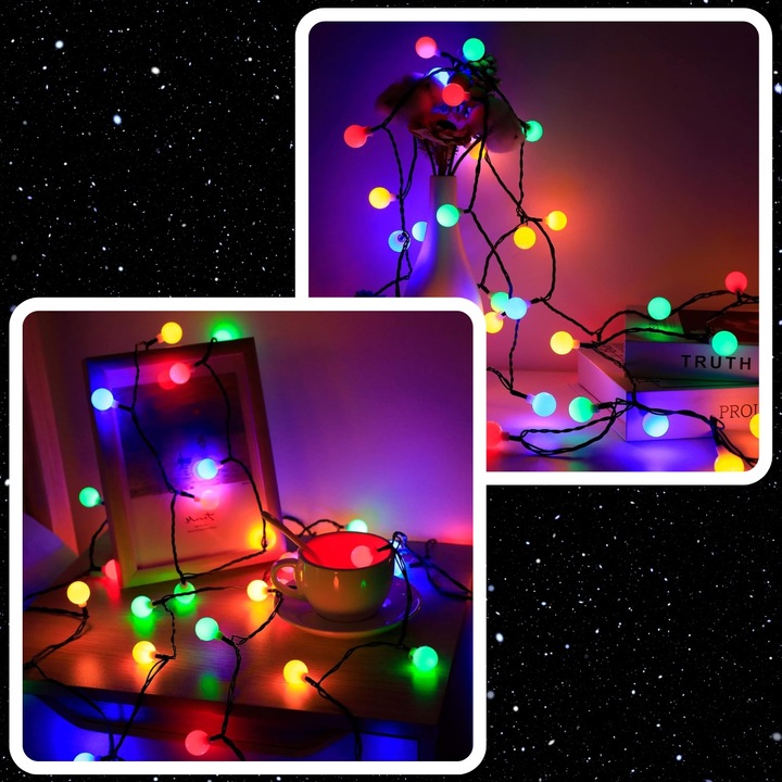 LAMPKI ŚWIĄTECZNE CHOINKOWE KULKI 200LED ZEWNĘTRZNE WEWNĘTRZNE MULTIKOLOR