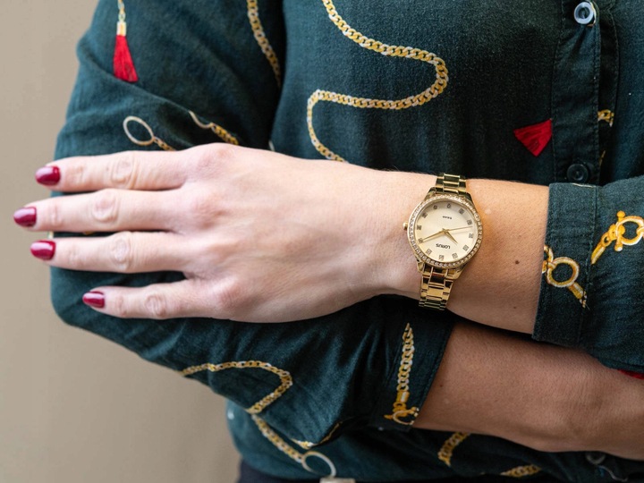 DAMSKI ZEGAREK LORUS RG284RX9 ZŁOTY NA BRANSOLECIE ELEGANCKI 50M