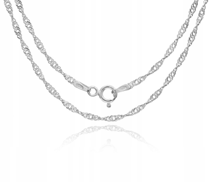 SINGAPUR SREBRNY DAMSKI SKRĘCANY DLA KOBIETY 50 CM ŁAŃCUSZEK 2,2 MM PR 925