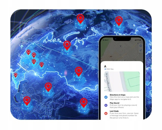 LOKALIZATOR KLUCZY AIR TAG DO iOS APPLE IPHONE BRELOK Z GPS +ETUI BLUETOOTH