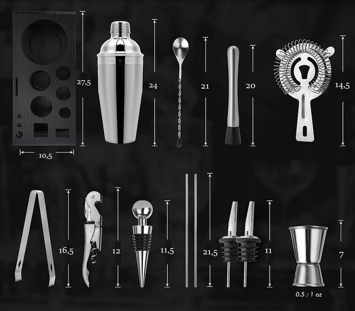 ZESTAW BARMAŃSKI LOVRENO DO DRINKÓW SHAKER