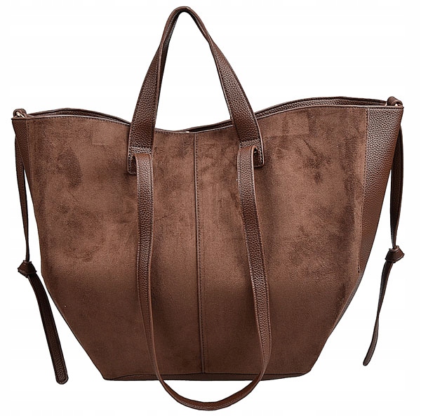 GALLANTRY Torebka damska CASUAL na ramię SHOPPER czekolada DUŻA A4 ZAMSZ