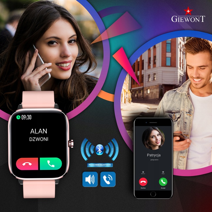 SMARTWATCH GIEWONT GW230-1 Dynamic SmartCall ROZMOWY SMS SPORT ALERT KROKI