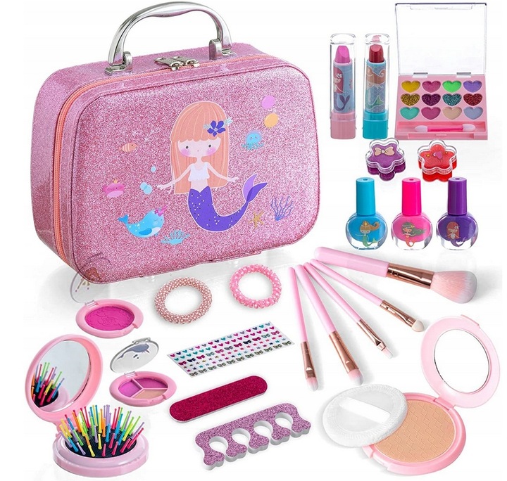ZESTAW DO MAKIJAŻU DLA DZIECI DZIEWCZYNEK ZESTAW KOSMETYKÓW SYRENKA