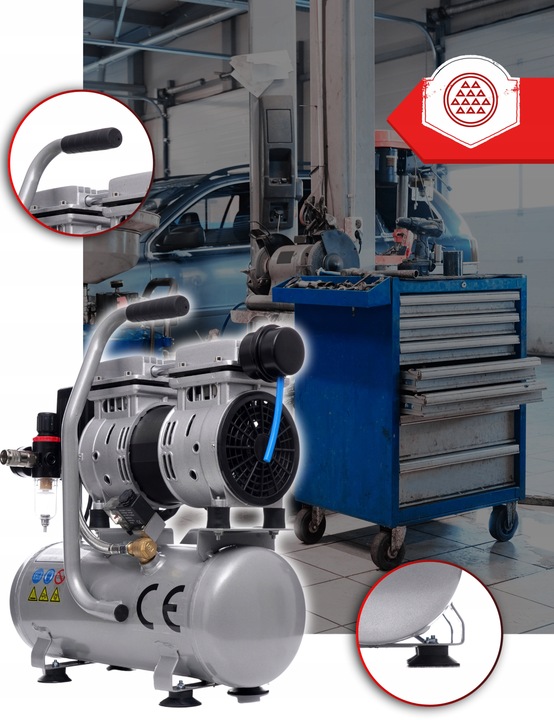 SPRĘŻARKA KOMPRESOR BEZOLEJOWY MOCNY WYDAJNY 6L 550W DWA TŁOKI R2 10 BAR