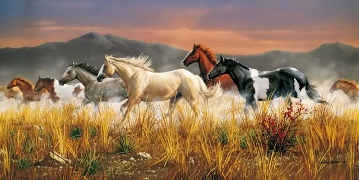 Puzzle 13200 elementów Clementoni HQ Band of thunder Konie w galopie