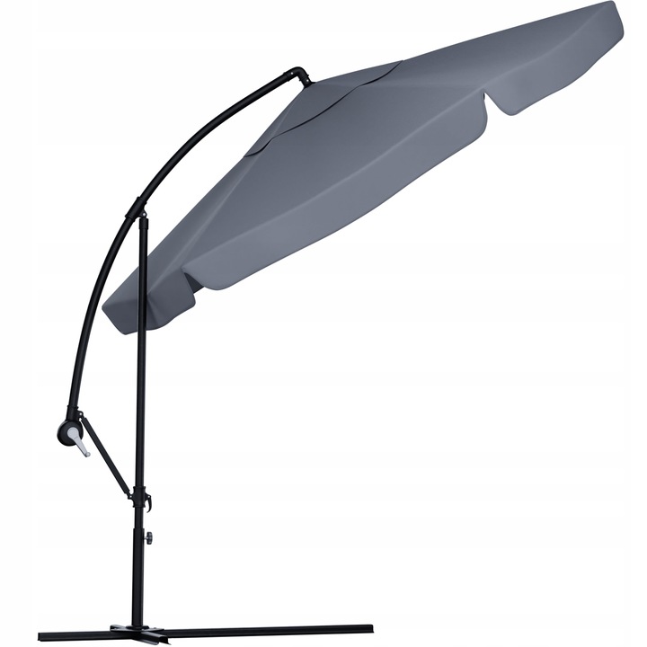 PARASOL OGRODOWY 350cm SKŁADANY NA WYSIĘGNIKU WODOODPORNY + POKROWIEC SZARY