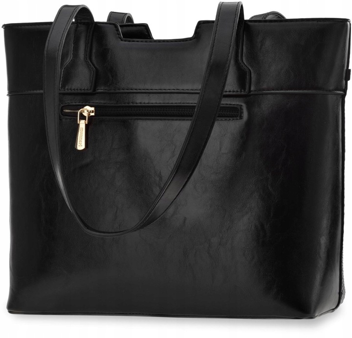 Monnari Torba Ze Zdobieniem Torebka Shopper Duża Sztywna Aktówka Czarna A4