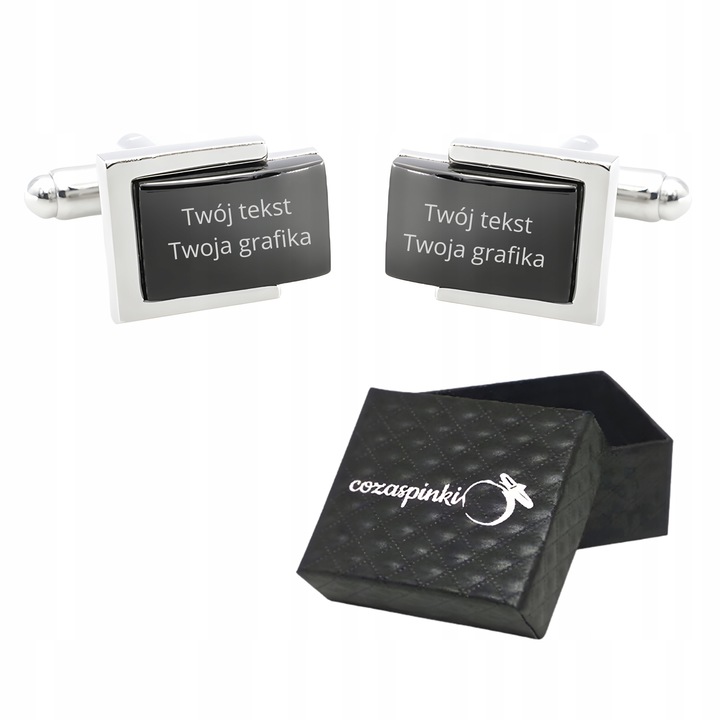 Grawerowane spinki do mankietów koszuli z własną grafiką tekstem na prezent