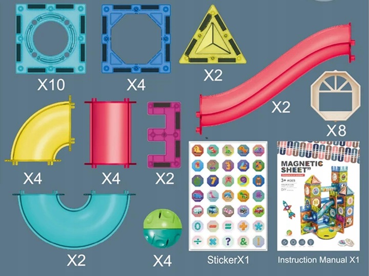 KLOCKI MAGNETYCZNE KONSTRUKCYJNE TOR KULKOWY KULODROM 3D 42 EL