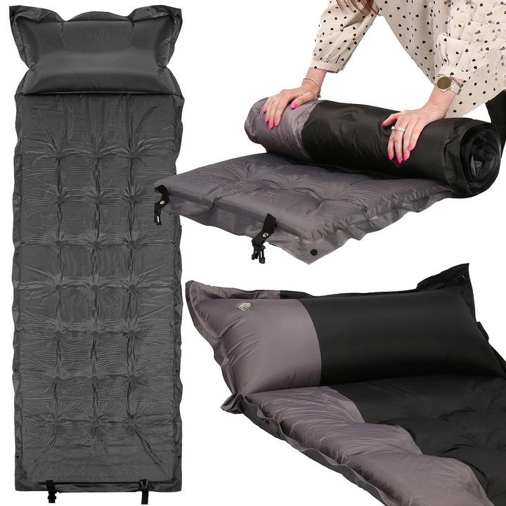 MATA SAMOPOMPUJĄCA KARIMATA TURYSTYCZNA Z PODUSZKĄ 180 cm DMUCHANA GRUBA