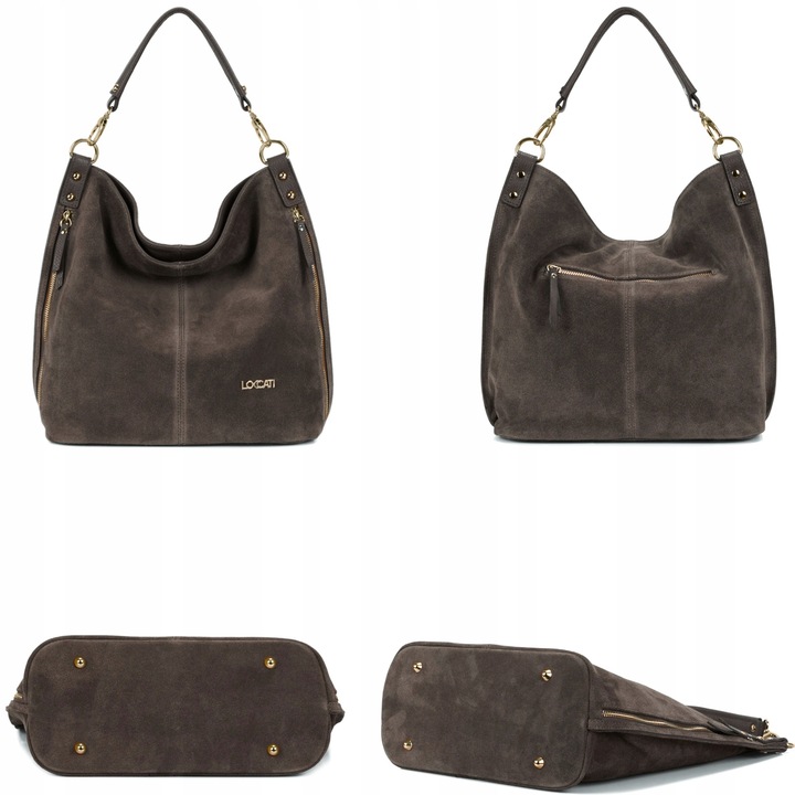 Zamszowa torebka damska a4 dobrej jakości ciemny brąz z naturalnego zamszu