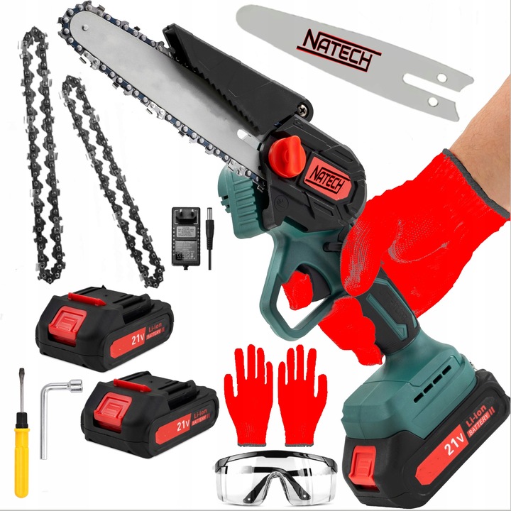 PIŁA AKUMULATOROWA ELEKTRYCZNA RĘCZNA MINI 6'' 2x AKUMULATOR + 2x ŁAŃCUCH