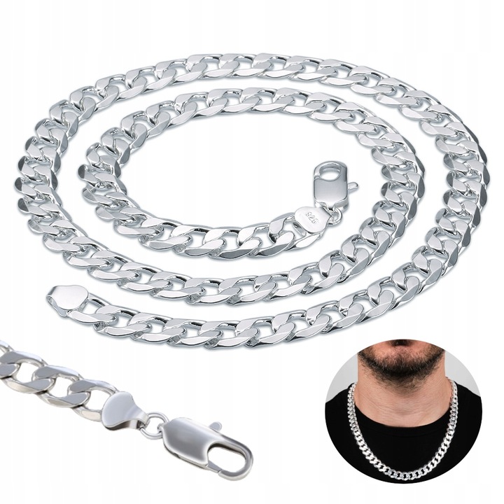 ŁAŃCUCH Srebrny Męski Łańcuszek 60cm Pancerka + GRATIS