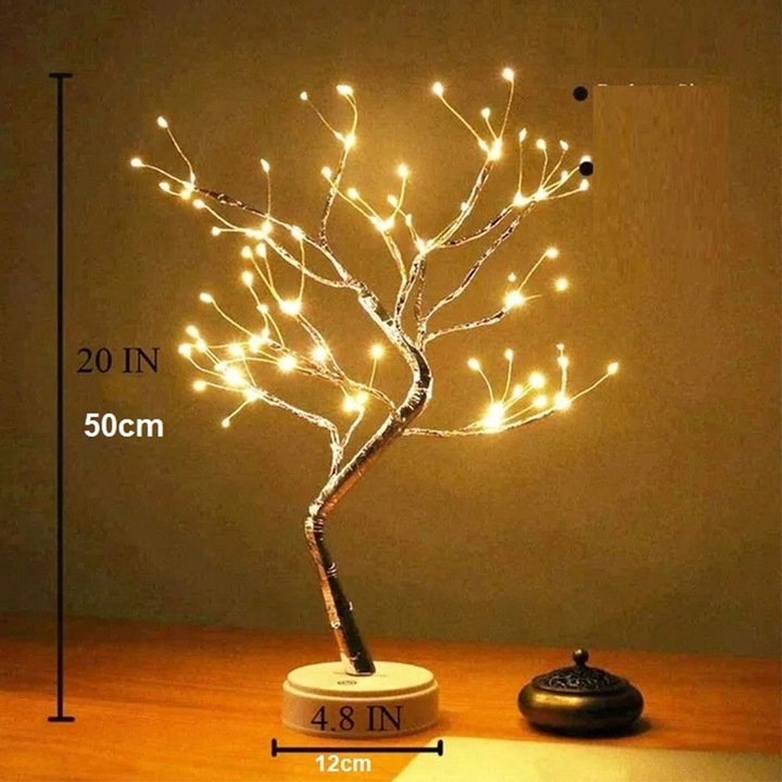 DRZEWKO ŚWIĄTECZNE OZDOBNE ŚWIECĄCE LED 50 CM LAMPKA NOCNA DEKORACJA USB