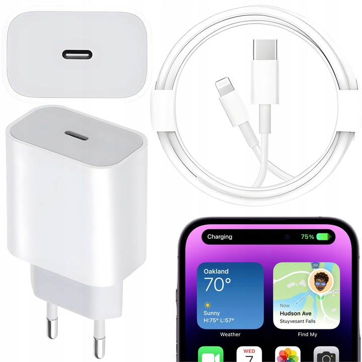 SZYBKA ŁADOWARKA SIECIOWA USB C 20W + KABEL 1M DO IPHONE LIGHTNING PRO