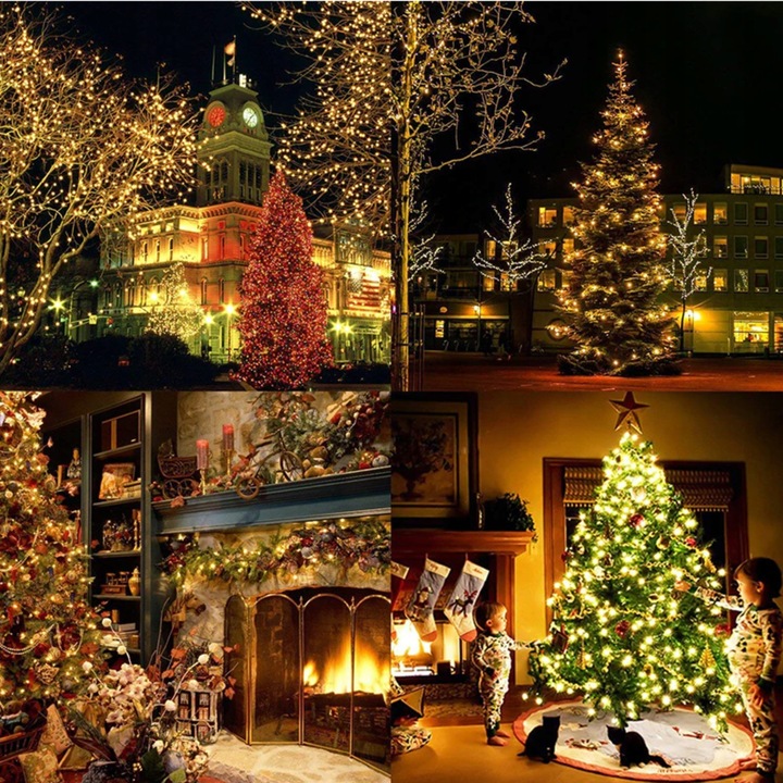 LAMPKI CHOINKOWE 300 LED STAŁE + FLASH ZEWNĘTRZNE ŚWIATEŁKA BIAŁE CIEPŁE