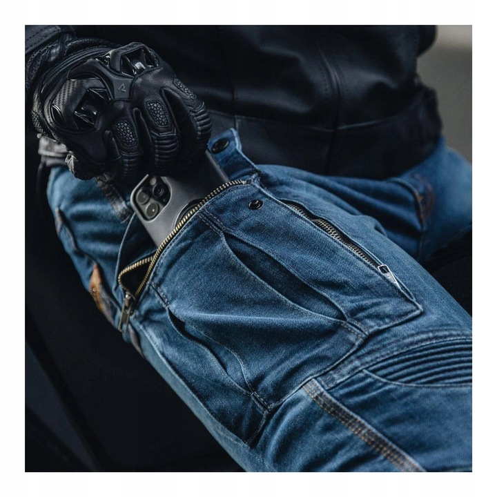 Spodnie jeansy motocyklowe REBELHORN VANDAL DENIM BLUE niebieski GRATISY