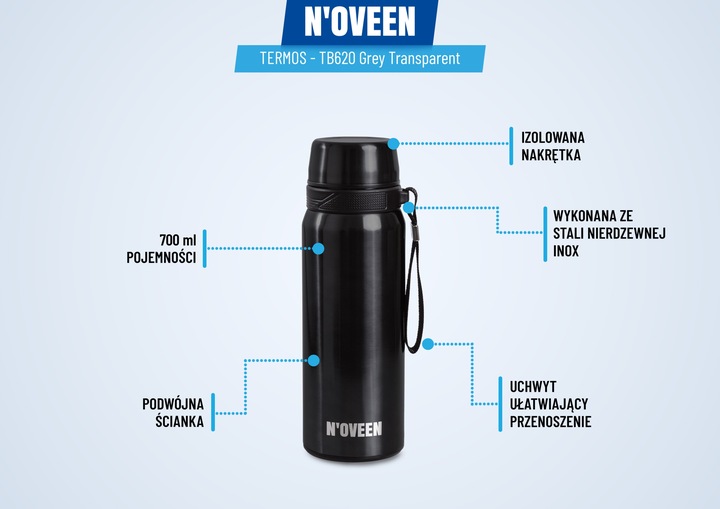 BIDON TERMOS BUTELKA KUBEK TERMICZNY Z UCHWYTEM NA KAWĘ HERBATĘ 700ML SITKO