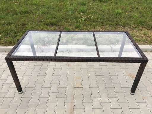 Duży STÓŁ na 8 osób TECHNORATTAN SZKŁO 190cm