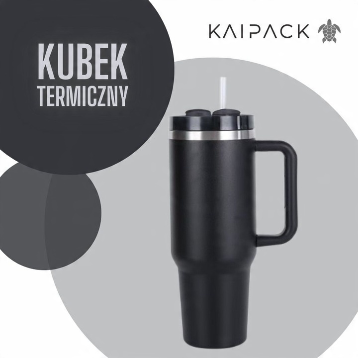 KUBEK TERMICZNY ZE SŁOMKĄ 1200ML KUBEK TERMICZNY ZE SŁOMKĄ CZARNY