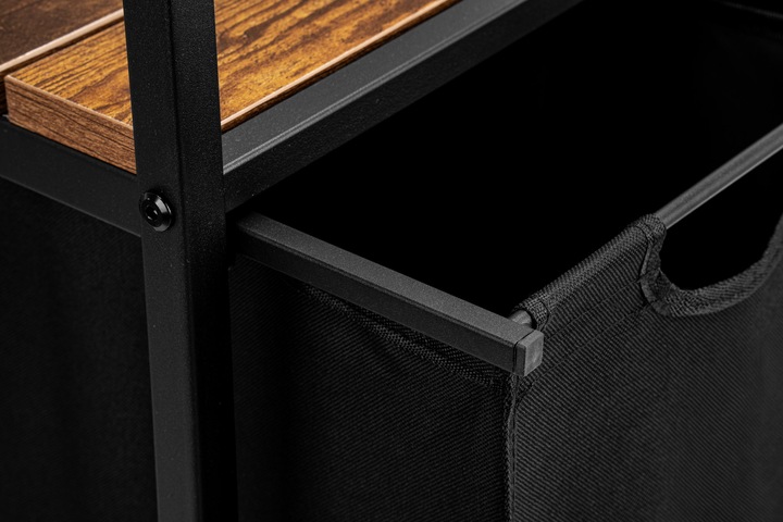 KOSZ na pranie bieliznę METALOWY LOFTOWY z półką PODWÓJNY pojemnik 80L