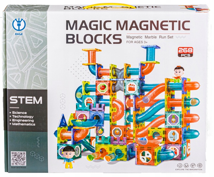 ZESTAW KLOCKI MAGNETYCZNE KONSTRUKCYJNE UKŁADANKA TOR ZAMEK FIGURKI 268 EL