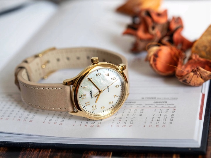 DAMSKI ZEGAREK TIMEX TW2W15800 EASY READER BEŻOWY NA PASKU ELEGANCKI