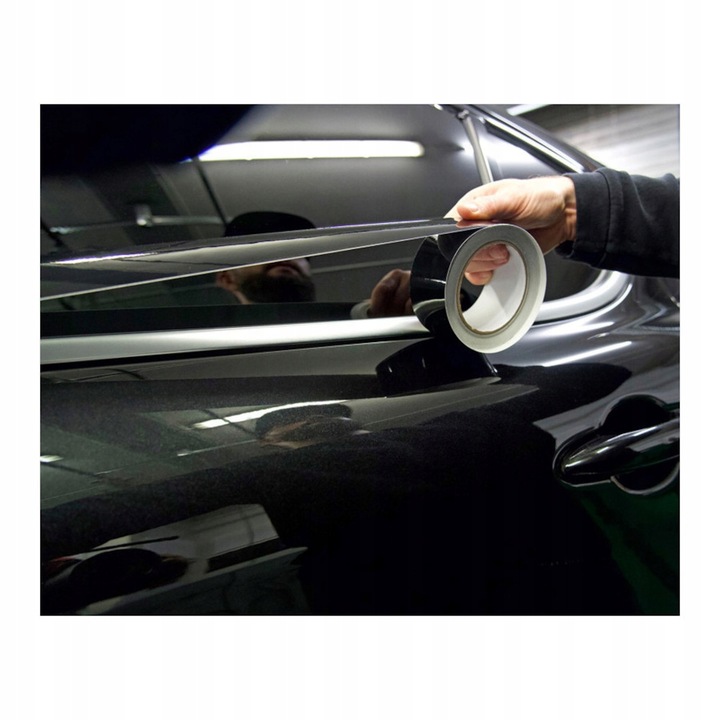 Folia Taśma Dechroming Czarny Połysk Na Listwy Progi 3,5cmx10M Rakla Nożyk