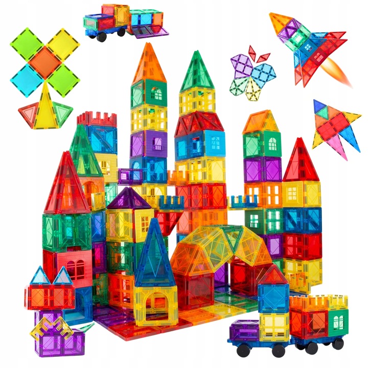 KLOCKI MAGNETYCZNE KAFELKI ZESTAW RAINBOW MAGNETIC 3D DLA DZIECI 100EL
