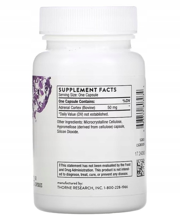 THORNE RESEARCH Adrenal Cortex - Kora Nadnerczy (60 kaps.)