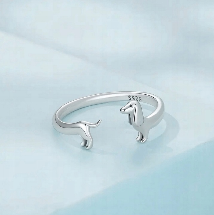 Pierścionek srebrny PIES regulowany s925 +pudełko