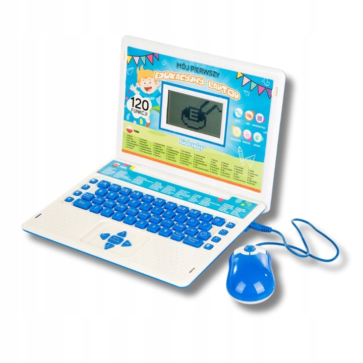 KOMPUTER dla dzieci ZABAWKOWY edukacyjny PREZENT dla chłopaka NIEBIESKI