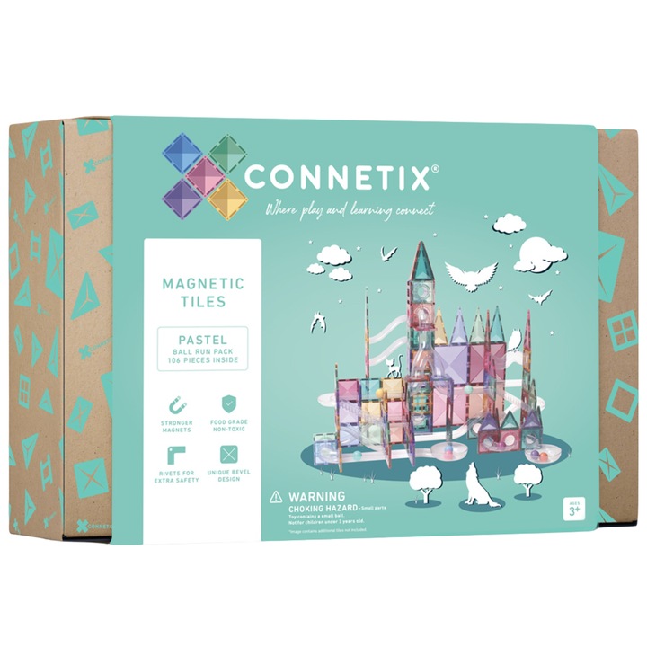 Connetix Duże magnetyczne klocki konstrukcyjne kulodrom Pastel 106 +gratis