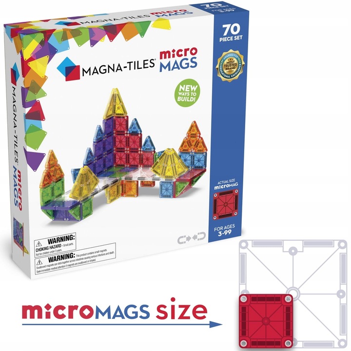 MAGNA-TILES Klocki Magnetyczne Konstrukcyjne microMAGS 70 elementów