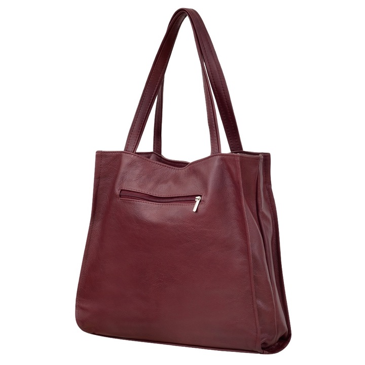 BORDOWA TOREBKA SKÓRA NATURALNA bordo SHOPPER MODNA TORBA A4 WOREK