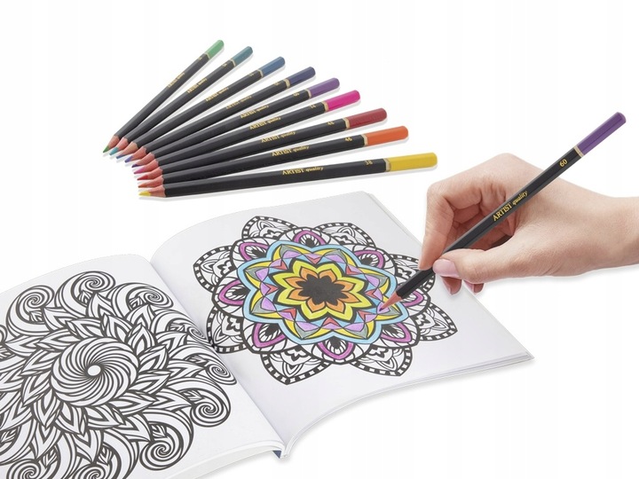 KREDKI OŁÓWKOWE PROFESJONALNE MIĘKKIE ZESTAW DO RYSOWANIA KREDEK 46 KOL