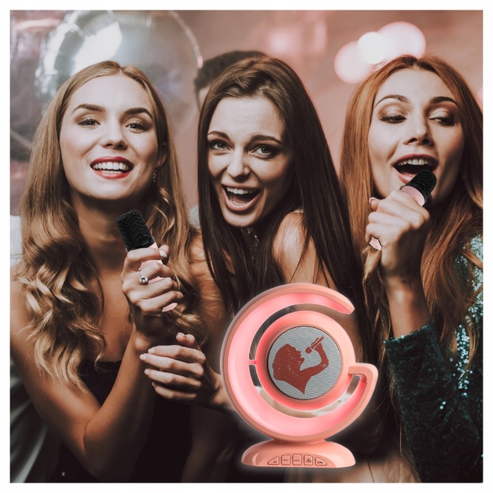 BEZPRZEWODOWY ZESTAW DO KARAOKE DLA DZIECI BLUETOOTH GŁOŚNIK + 2 MIKROFONY