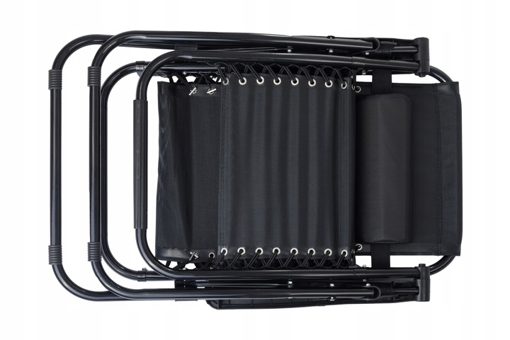 Leżak Ogrodowy WZMACNIANY ZERO GRAVITY metal czarny składany GRATIS PÓŁKA!