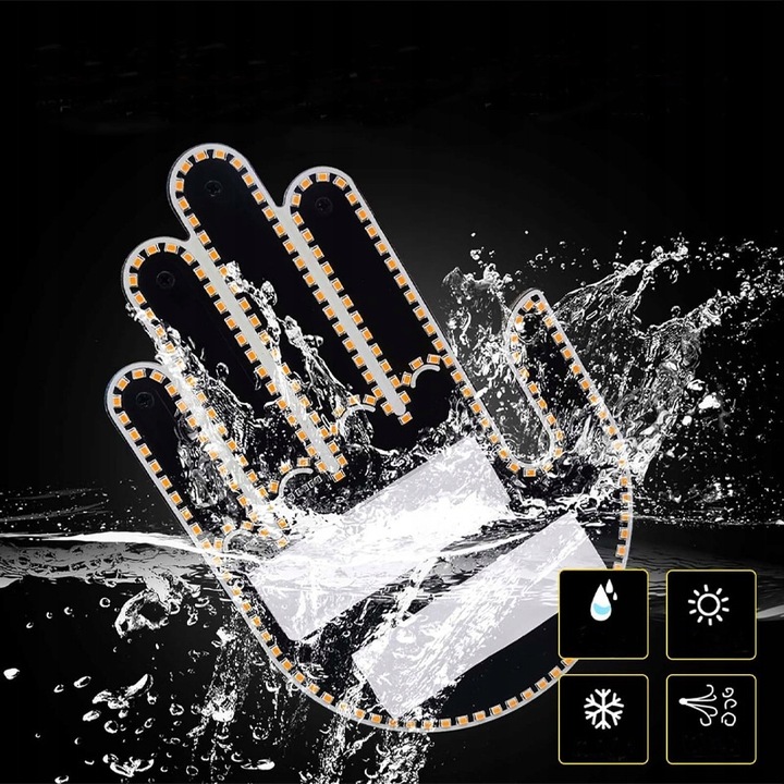 RĘKA LED NA TYLNĄ SZYBĘ SAMOCHODU SYGNALIZATOR GESTÓW ŚRODKOWY PALEC KCIUK