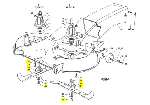 Zestaw komplet noży 102 CM noże + piasty + śruby Castel Garden TC102 TCP102