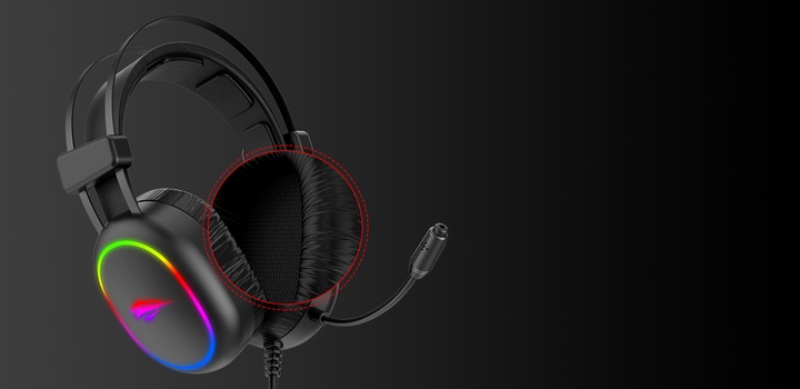 SŁUCHAWKI NAUSZNE Z MIKROFONEM HAVIT H2016D USB MINI JACK 3.5MM RGB