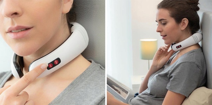 MASAŻER ELEKTROSTYMULATOR SZYI KARKU TENS EMS 2W1 ELEKTRODY TERAPIA PRĄDEM