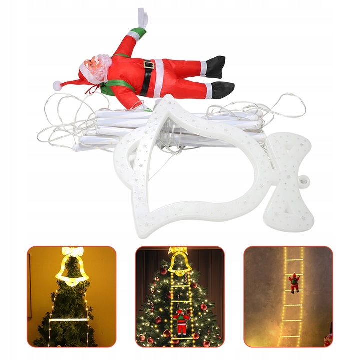 ŚWIĄTECZNE LAMPKI LED DRABINKA ŚWIĘTEGO MIKOŁAJA 8 TRYBÓW 160 CM