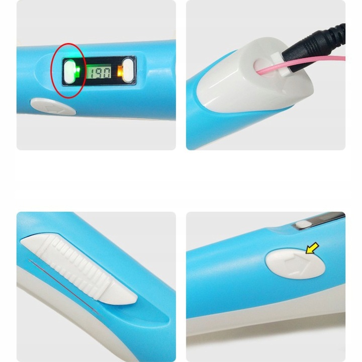 DŁUGOPIS 3D DLA DZIECI DRUKARKA MAGICZNY PEN ZESTAW + WKŁADY PLA 109 METRÓW